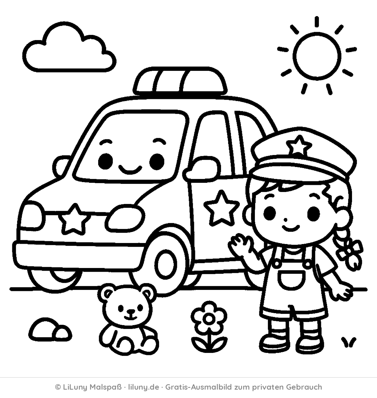 Polizei-Ausmalbild 2 zum Ausdrucken